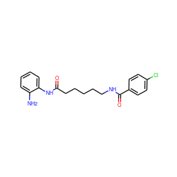 Nc1ccccc1NC(=O)CCCCCNC(=O)c1ccc(Cl)cc1 ZINC000117583380