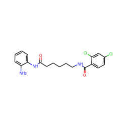 Nc1ccccc1NC(=O)CCCCCNC(=O)c1ccc(Cl)cc1Cl ZINC000117588423