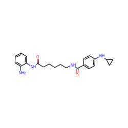 Nc1ccccc1NC(=O)CCCCCNC(=O)c1ccc(NC2CC2)cc1 ZINC000117588139