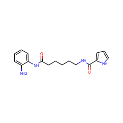 Nc1ccccc1NC(=O)CCCCCNC(=O)c1ccc[nH]1 ZINC000117587594