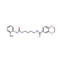 Nc1ccccc1NC(=O)CCCCCNC(=O)c1ccc2c(c1)OCCO2 ZINC000117586287