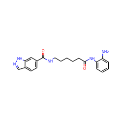 Nc1ccccc1NC(=O)CCCCCNC(=O)c1ccc2cn[nH]c2c1 ZINC000117587217