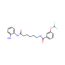 Nc1ccccc1NC(=O)CCCCCNC(=O)c1cccc(OC(F)F)c1 ZINC000117591294