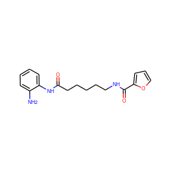 Nc1ccccc1NC(=O)CCCCCNC(=O)c1ccco1 ZINC000117587448