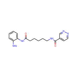 Nc1ccccc1NC(=O)CCCCCNC(=O)c1ccnnc1 ZINC000117588762