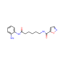 Nc1ccccc1NC(=O)CCCCCNC(=O)c1ccno1 ZINC000117587294