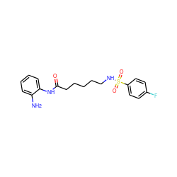 Nc1ccccc1NC(=O)CCCCCNS(=O)(=O)c1ccc(F)cc1 ZINC000117587855