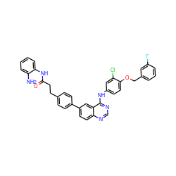 Nc1ccccc1NC(=O)CCc1ccc(-c2ccc3ncnc(Nc4ccc(OCc5cccc(F)c5)c(Cl)c4)c3c2)cc1 ZINC000066251222