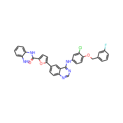 Nc1ccccc1NC(=O)c1ccc(-c2ccc3ncnc(Nc4ccc(OCc5cccc(F)c5)c(Cl)c4)c3c2)o1 ZINC000066262869