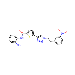 Nc1ccccc1NC(=O)c1ccc(-c2cn(CCc3cccc([N+](=O)[O-])c3)nn2)s1 ZINC000205861519