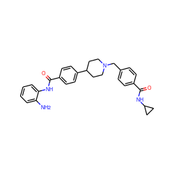 Nc1ccccc1NC(=O)c1ccc(C2CCN(Cc3ccc(C(=O)NC4CC4)cc3)CC2)cc1 ZINC000029048196