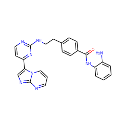 Nc1ccccc1NC(=O)c1ccc(CCNc2nccc(-c3cnc4ncccn34)n2)cc1 ZINC000095597934