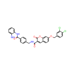 Nc1ccccc1NC(=O)c1ccc(CNC(=O)c2cc3ccc(OCc4ccc(Cl)c(Cl)c4)cc3oc2=O)cc1 ZINC001772575349