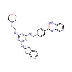 Nc1ccccc1NC(=O)c1ccc(CNc2nc(NCCN3CCOCC3)nc(NC3Cc4ccccc4C3)n2)cc1 ZINC000029127730