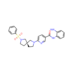 Nc1ccccc1NC(=O)c1ccc(N2CC[C@]3(CCN(S(=O)(=O)c4ccccc4)C3)C2)nc1 ZINC000040421562