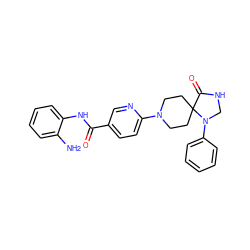 Nc1ccccc1NC(=O)c1ccc(N2CCC3(CC2)C(=O)NCN3c2ccccc2)nc1 ZINC000034997318