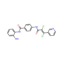 Nc1ccccc1NC(=O)c1ccc(NC(=O)/C(Cl)=C(\Cl)c2cccnc2)cc1 ZINC001772654933