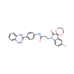 Nc1ccccc1NC(=O)c1ccc(NC(=O)CCN2C(=O)C3(OCCCO3)c3cc(Cl)ccc32)cc1 ZINC001772598751