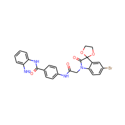 Nc1ccccc1NC(=O)c1ccc(NC(=O)CN2C(=O)C3(OCCO3)c3cc(Br)ccc32)cc1 ZINC001772625030