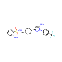 Nc1ccccc1S(=O)(=O)NCC1CCC(c2cc(N)n(-c3ccc(C(F)(F)F)cc3)n2)CC1 ZINC000026377505