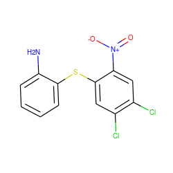 Nc1ccccc1Sc1cc(Cl)c(Cl)cc1[N+](=O)[O-] ZINC000000159821