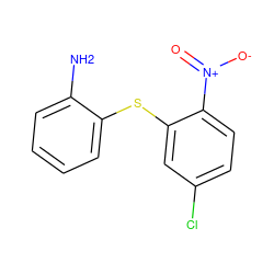 Nc1ccccc1Sc1cc(Cl)ccc1[N+](=O)[O-] ZINC000299830293