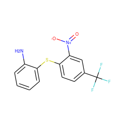 Nc1ccccc1Sc1ccc(C(F)(F)F)cc1[N+](=O)[O-] ZINC000000164835