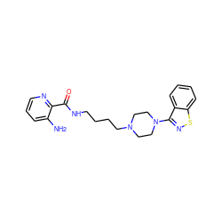 Nc1cccnc1C(=O)NCCCCN1CCN(c2nsc3ccccc23)CC1 ZINC000001539370