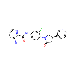 Nc1cccnc1C(=O)Nc1ccc(N2C[C@@H](c3cccnc3)CC2=O)c(Cl)c1 ZINC000653845396