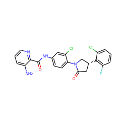 Nc1cccnc1C(=O)Nc1ccc(N2C[C@H](c3c(F)cccc3Cl)CC2=O)c(Cl)c1 ZINC000653849309