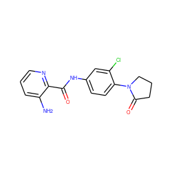 Nc1cccnc1C(=O)Nc1ccc(N2CCCC2=O)c(Cl)c1 ZINC000322105365