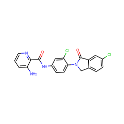 Nc1cccnc1C(=O)Nc1ccc(N2Cc3ccc(Cl)cc3C2=O)c(Cl)c1 ZINC000653845060