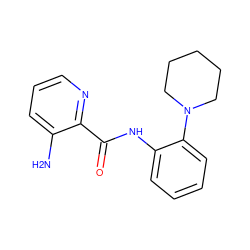 Nc1cccnc1C(=O)Nc1ccccc1N1CCCCC1 ZINC000103237666