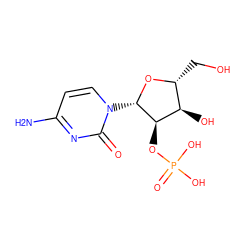 Nc1ccn([C@@H]2O[C@H](CO)[C@@H](O)[C@H]2OP(=O)(O)O)c(=O)n1 ZINC000004096023