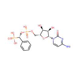 Nc1ccn([C@@H]2O[C@H](CO[P@](=O)(O)O[C@H](c3ccccc3)P(=O)(O)O)[C@@H](O)[C@H]2O)c(=O)n1 ZINC000013858801