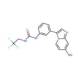 Nc1ccn2c(-c3cccc(NC(=O)NCC(F)(F)F)c3)cnc2c1 ZINC000147091837