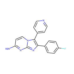 Nc1ccn2c(-c3ccncc3)c(-c3ccc(F)cc3)nc2n1 ZINC000013487225