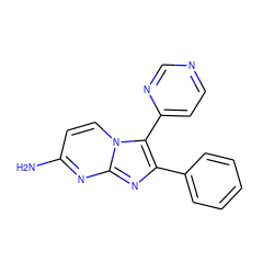 Nc1ccn2c(-c3ccncn3)c(-c3ccccc3)nc2n1 ZINC000013487230