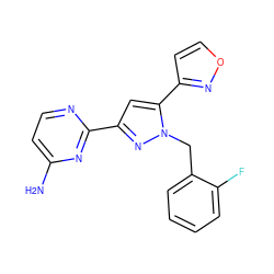 Nc1ccnc(-c2cc(-c3ccon3)n(Cc3ccccc3F)n2)n1 ZINC000141755754