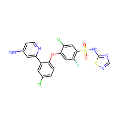 Nc1ccnc(-c2cc(Cl)ccc2Oc2cc(F)c(S(=O)(=O)Nc3ncns3)cc2Cl)c1 ZINC000095583708
