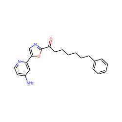 Nc1ccnc(-c2cnc(C(=O)CCCCCCc3ccccc3)o2)c1 ZINC000028604470