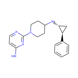 Nc1ccnc(N2CCC(N[C@@H]3C[C@H]3c3ccccc3)CC2)n1 ZINC000653722927