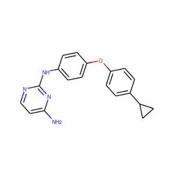 Nc1ccnc(Nc2ccc(Oc3ccc(C4CC4)cc3)cc2)n1 ZINC000084602602