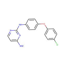 Nc1ccnc(Nc2ccc(Oc3ccc(Cl)cc3)cc2)n1 ZINC000084617003