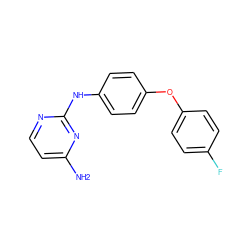 Nc1ccnc(Nc2ccc(Oc3ccc(F)cc3)cc2)n1 ZINC000084614874