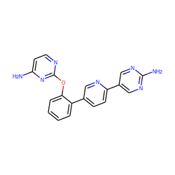 Nc1ccnc(Oc2ccccc2-c2ccc(-c3cnc(N)nc3)nc2)n1 ZINC000224725199