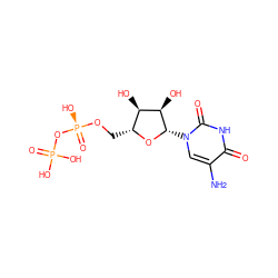 Nc1cn([C@@H]2O[C@H](CO[P@@](=O)(O)OP(=O)(O)O)[C@@H](O)[C@H]2O)c(=O)[nH]c1=O ZINC000045498215