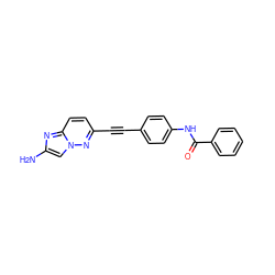 Nc1cn2nc(C#Cc3ccc(NC(=O)c4ccccc4)cc3)ccc2n1 ZINC001772592241