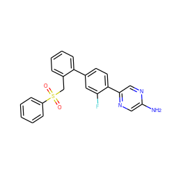 Nc1cnc(-c2ccc(-c3ccccc3CS(=O)(=O)c3ccccc3)cc2F)cn1 ZINC000473179113