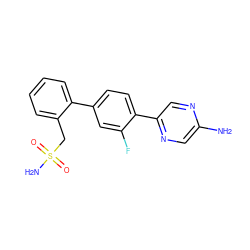 Nc1cnc(-c2ccc(-c3ccccc3CS(N)(=O)=O)cc2F)cn1 ZINC000224668762
